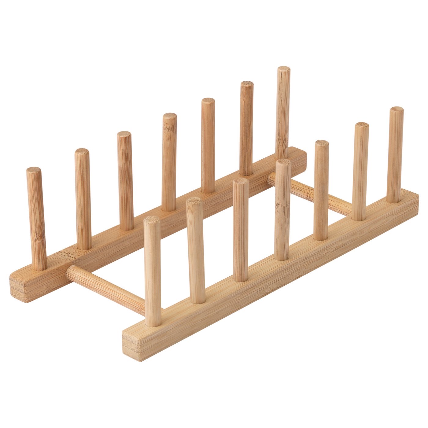 Bamboo IKEA OSTBIT plate holder used as a device stand